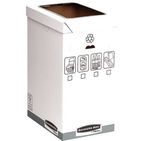 Cestino per rifiuti System in cartone certificato FSC - 55-90 L Fellowes blu e bianco - 0193201